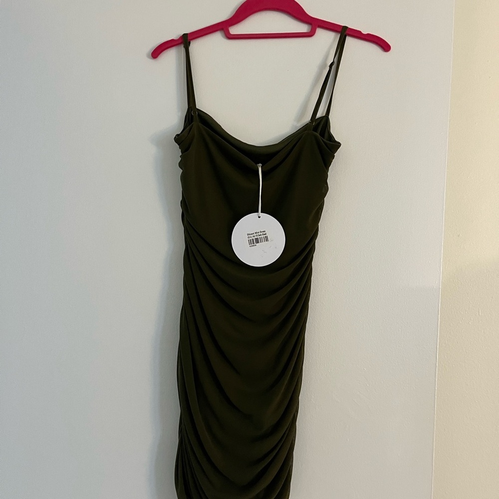 Elegant Olive Green Ruched Dress